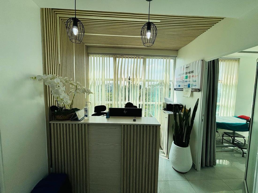 Reception desk and treatment room at SkinByDrNancy dermatology clinic, Nairobi